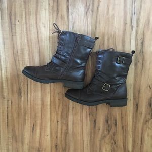 Dark brown combat boots